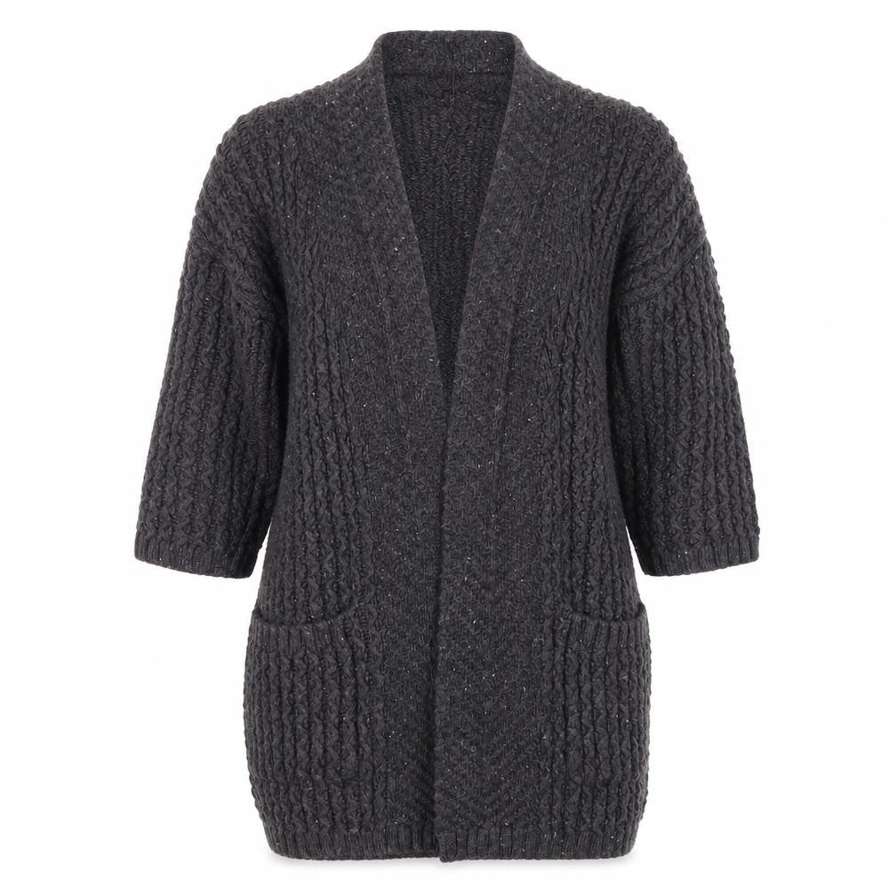 FatFace Women’s Grey Cable-Knit Open Front Cardigan