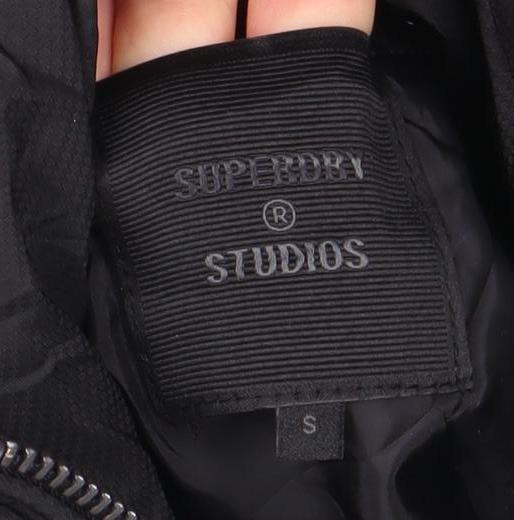 Superdry Men's Black Overcoat, Mid-Length, Size S