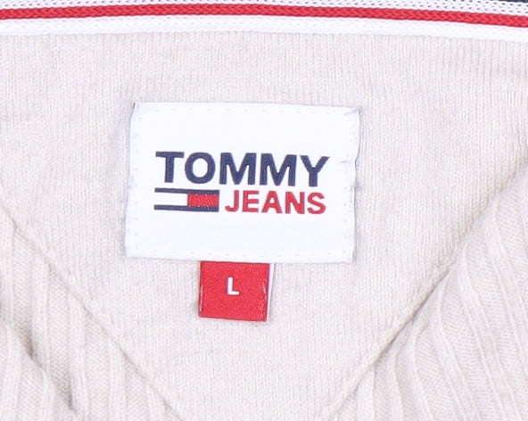 Tommy Jeans Women's Beige Full Zip Hoodie, Size L, Casual