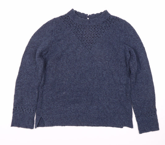 Fat Face Women's Blue Pullover Jumper, Size 10, Open-Knit
