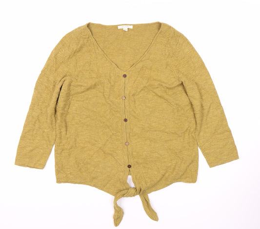 White Stuff Women's Green V-Neck Cardigan, 2XL, Casual Knit