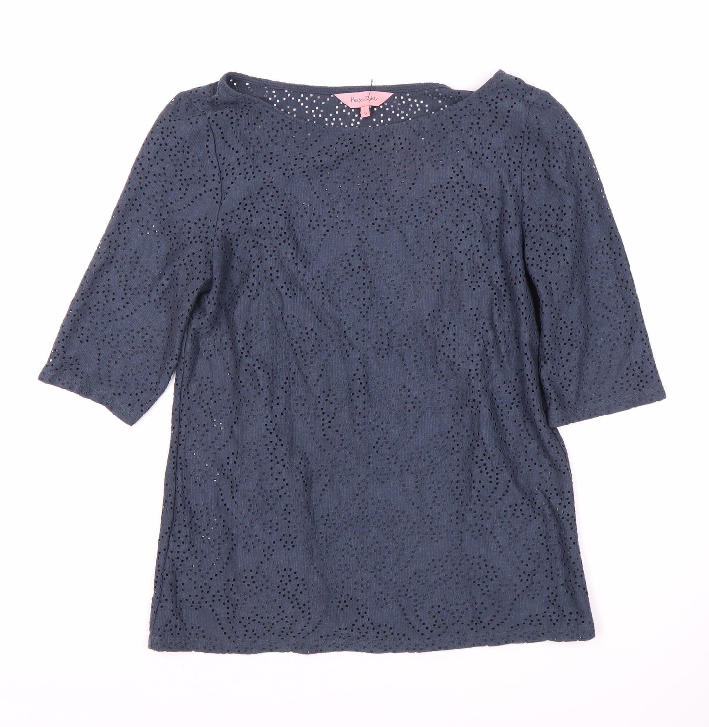 Lindex Women's Blue Boat Neck Lace Top Size 8