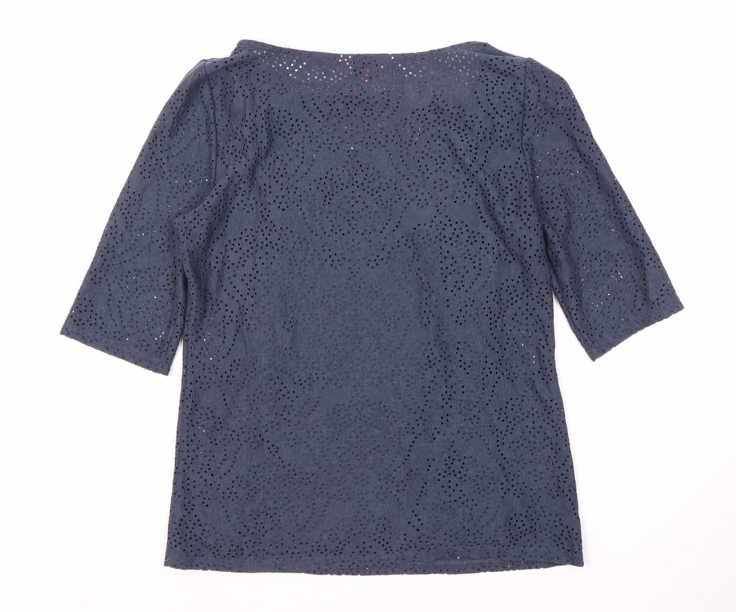 Lindex Women's Blue Boat Neck Lace Top Size 8