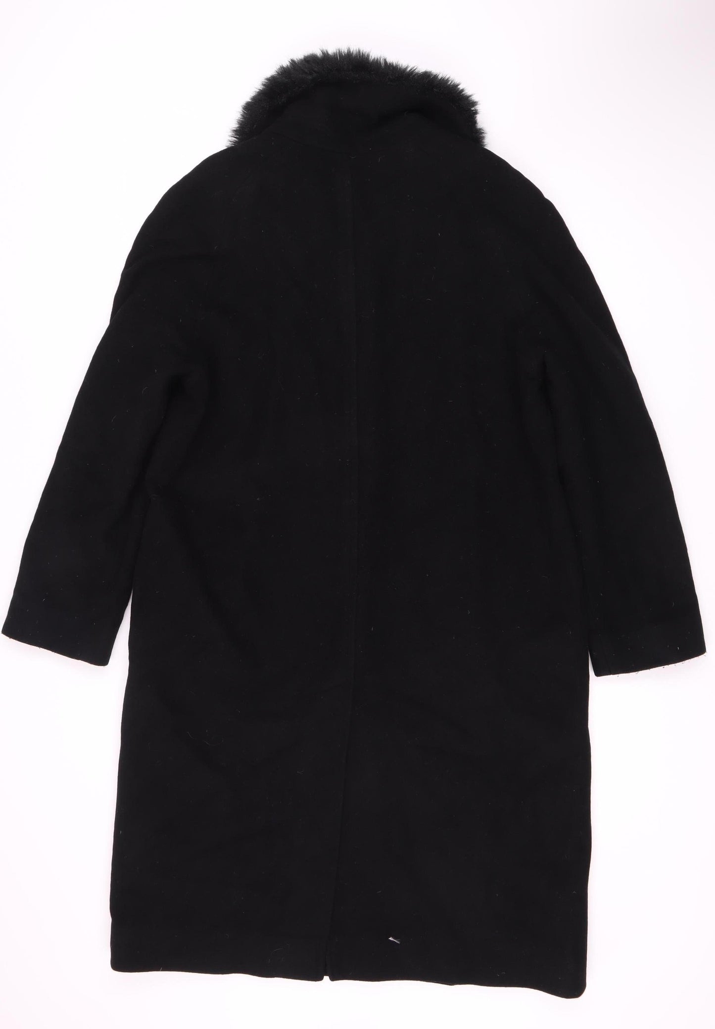 Hobbs Women's Black Fur Trim Overcoat Size 12