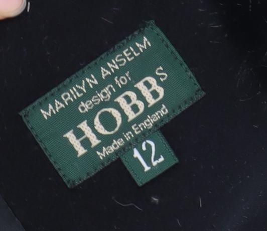 Hobbs Women's Black Fur Trim Overcoat Size 12