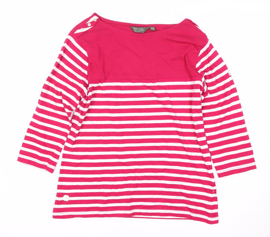 Regatta Women's Red Striped Boat Neck T-Shirt Size 14