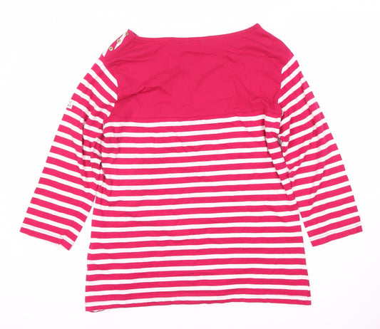 Regatta Women's Red Striped Boat Neck T-Shirt Size 14