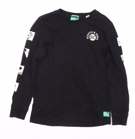 Scotch & Soda Boys Black Graphic Long Sleeve T-Shirt, Size M