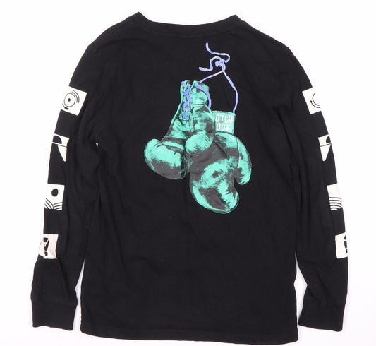 Scotch & Soda Boys Black Graphic Long Sleeve T-Shirt, Size M