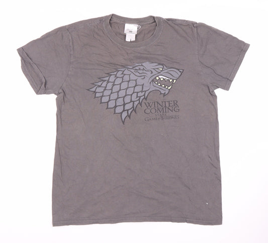 Game of Thrones Grey Men's M T-Shirt Stark Logo