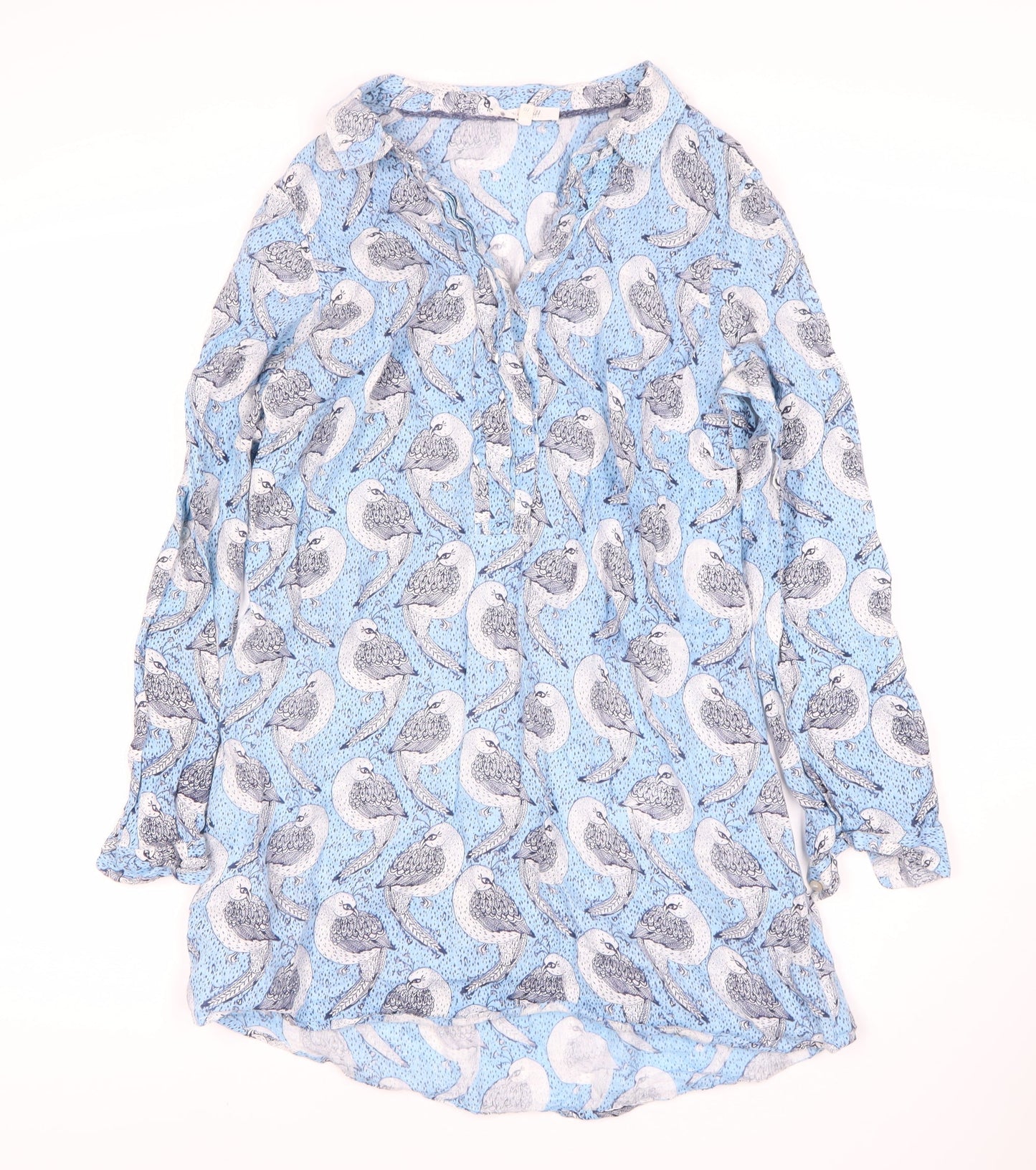 White Stuff Women's Blue Parrot Print Tunic Blouse Size 10
