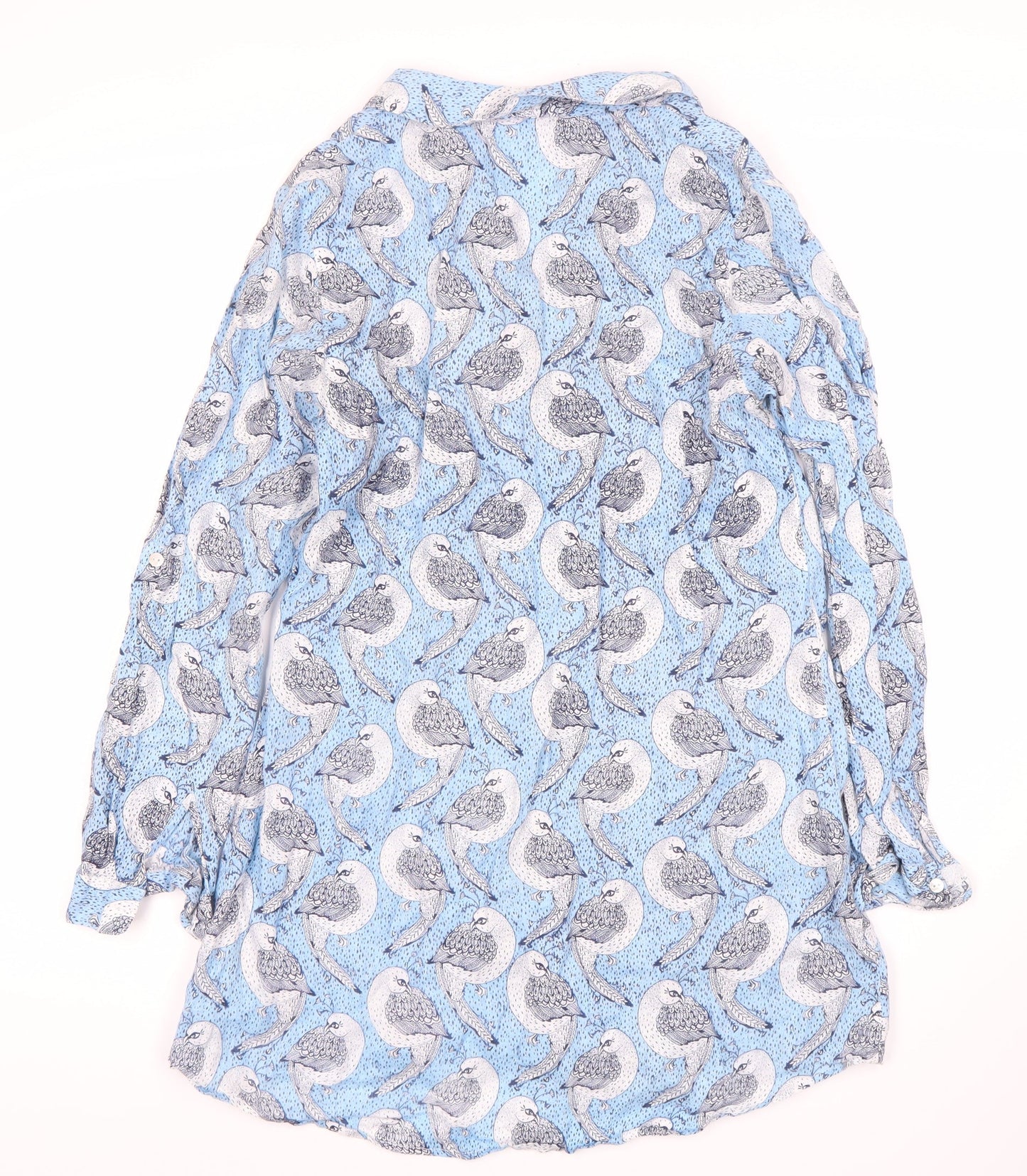 White Stuff Women's Blue Parrot Print Tunic Blouse Size 10