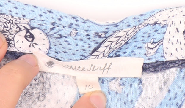 White Stuff Women's Blue Parrot Print Tunic Blouse Size 10