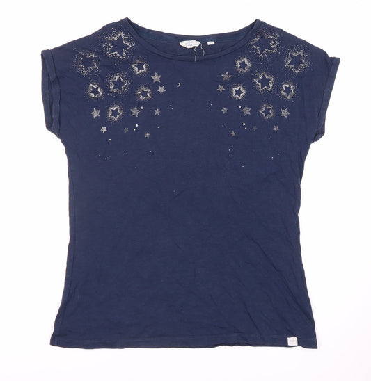 Fat Face Women's Blue M T-Shirt, Star Accents, Casual Wear