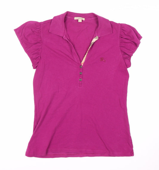 Burberry Women’s Purple Polo L Collared Short Sleeve