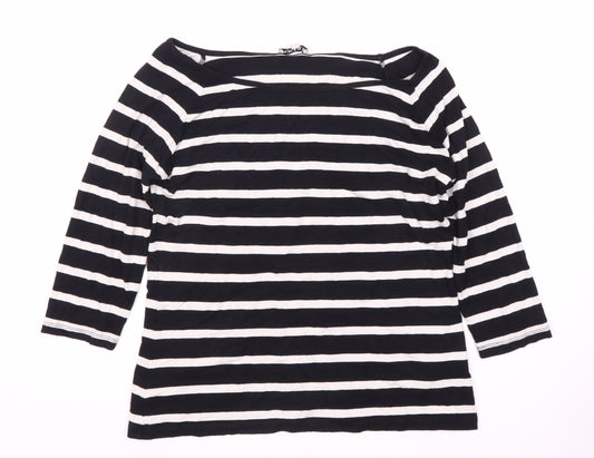 Reiss Women's Black Striped Cotton Top, Size L