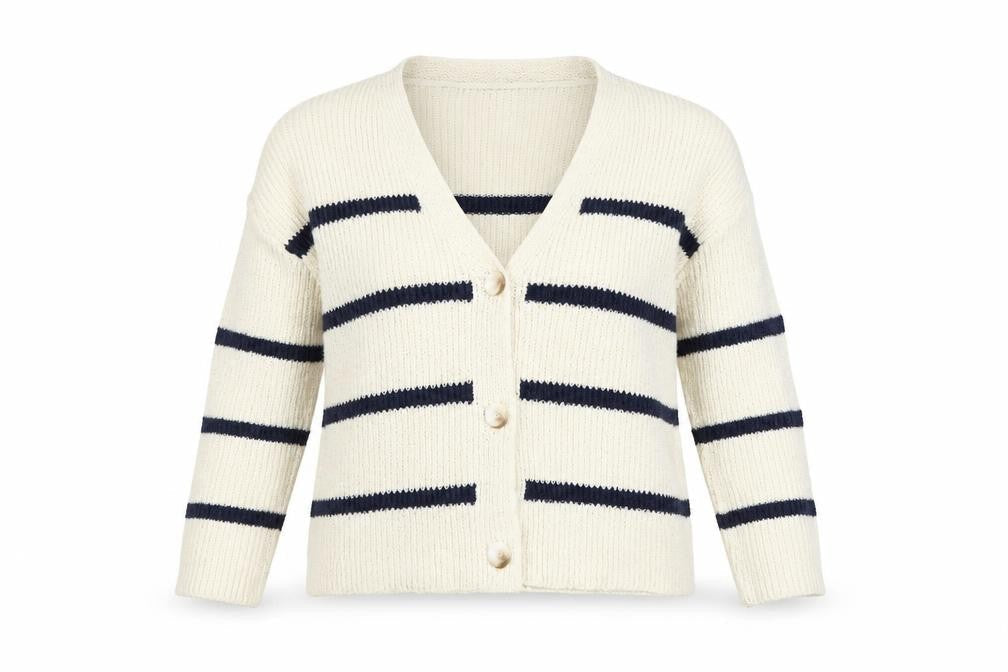 Next Women Ivory Striped Cardigan S V-Neck