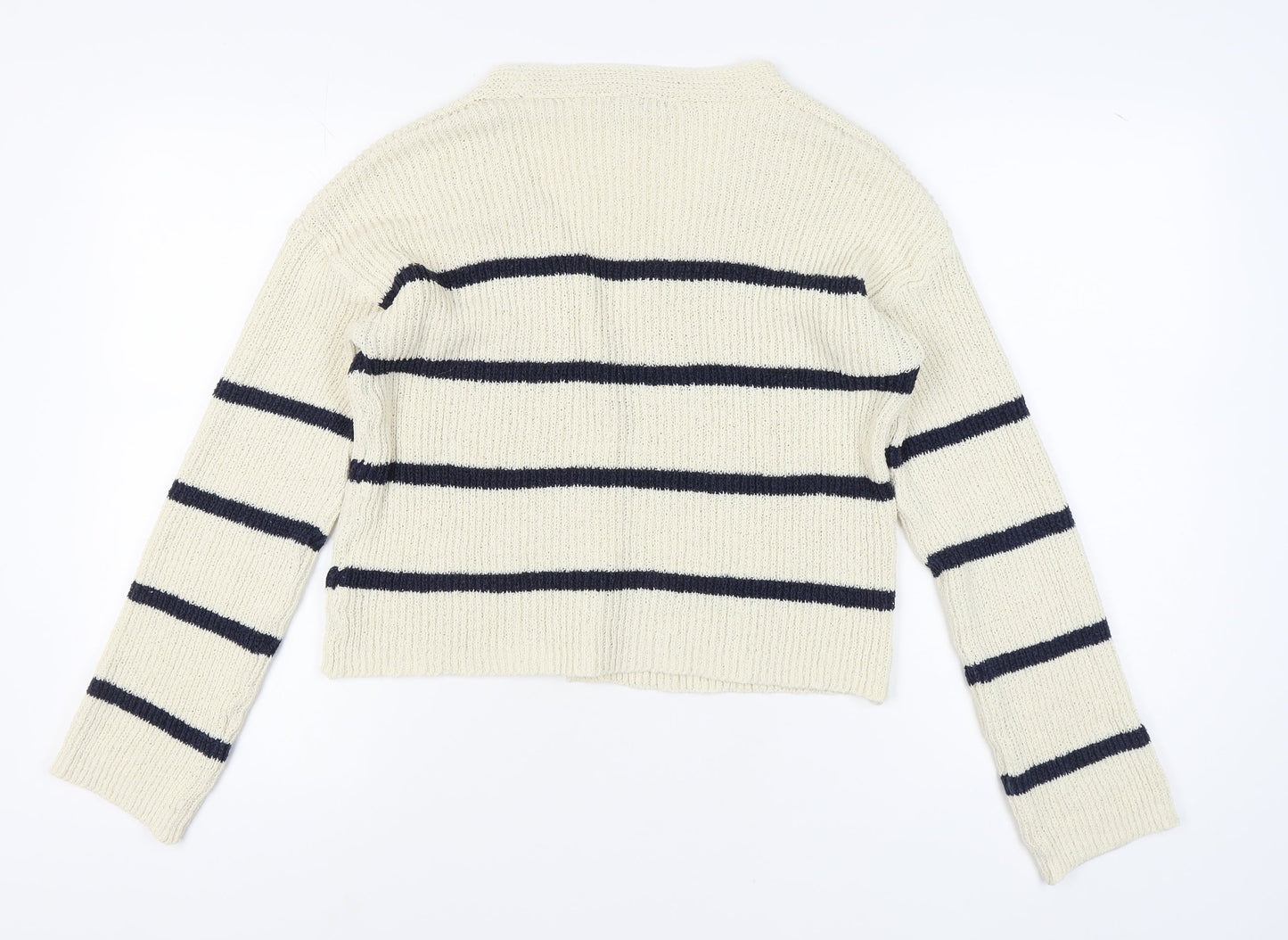 Next Women Ivory Striped Cardigan S V-Neck