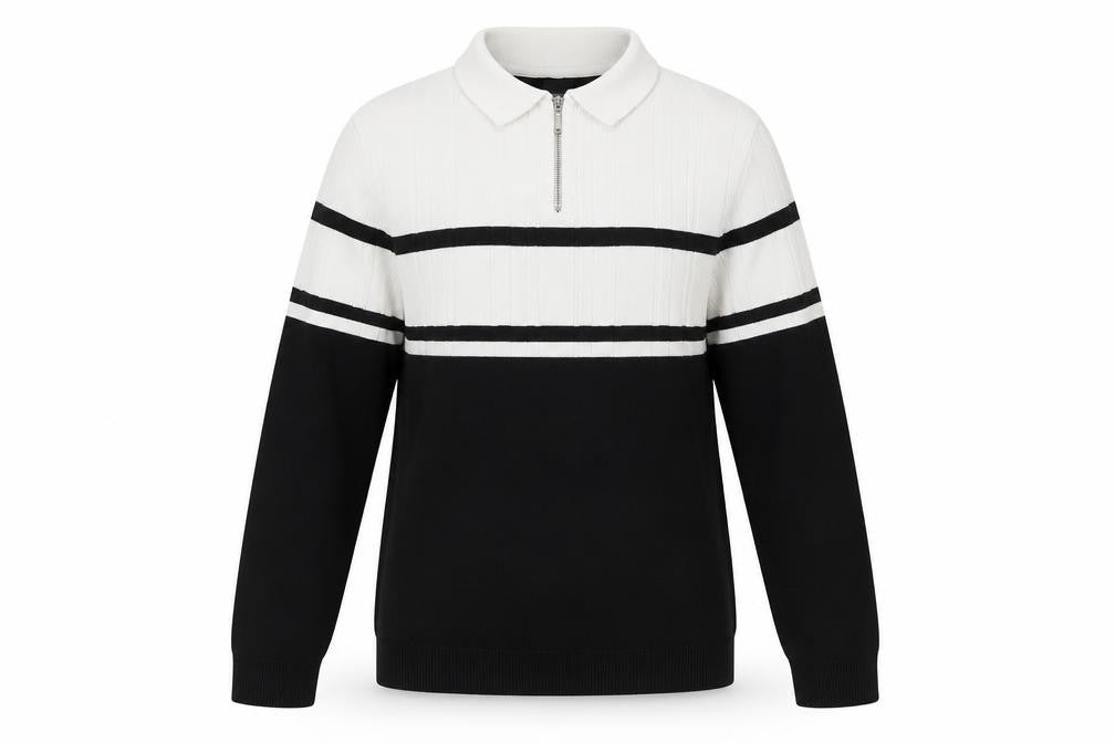 River Island Women's Black Striped Full Zip Jumper