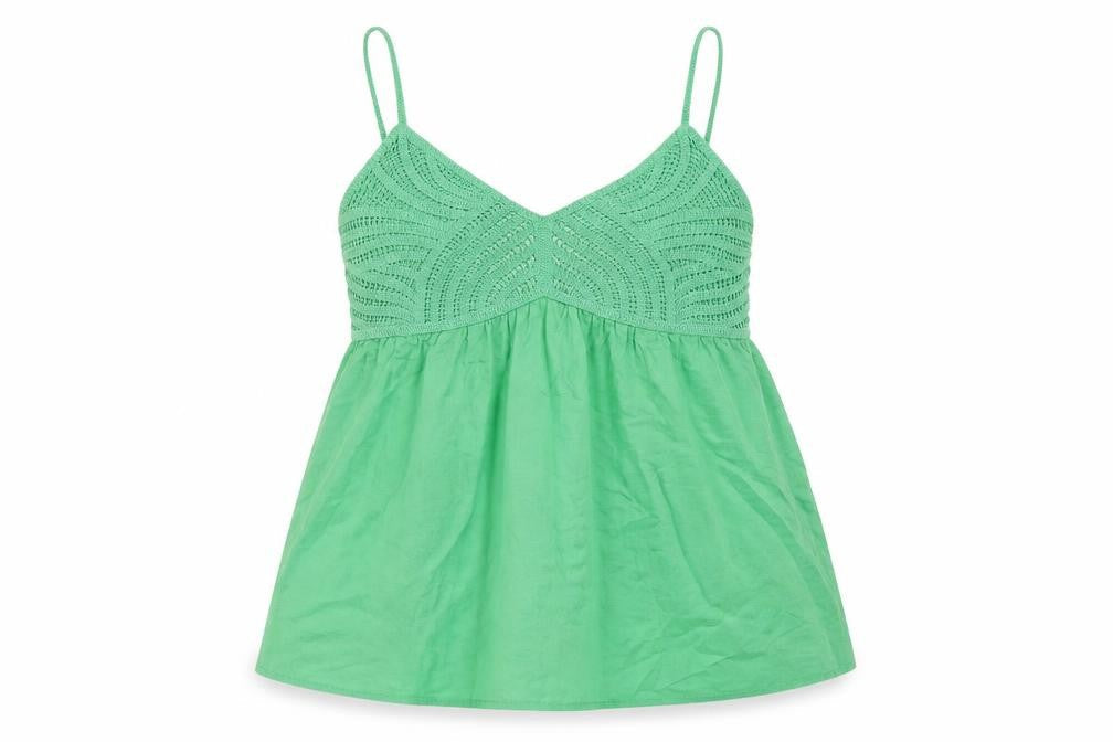 Marks and Spencer Green Cotton Camisole Tank - Size 12