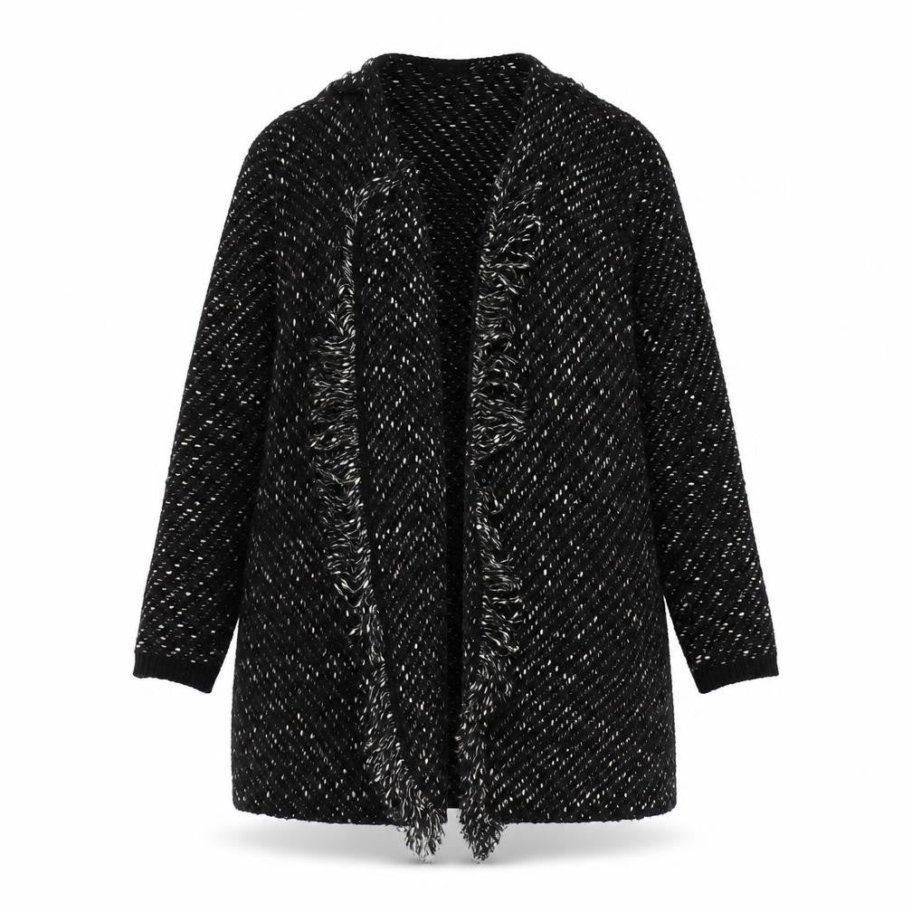 Yessica Women's Black Open Front Cardigan, Size M, Long Sleeve