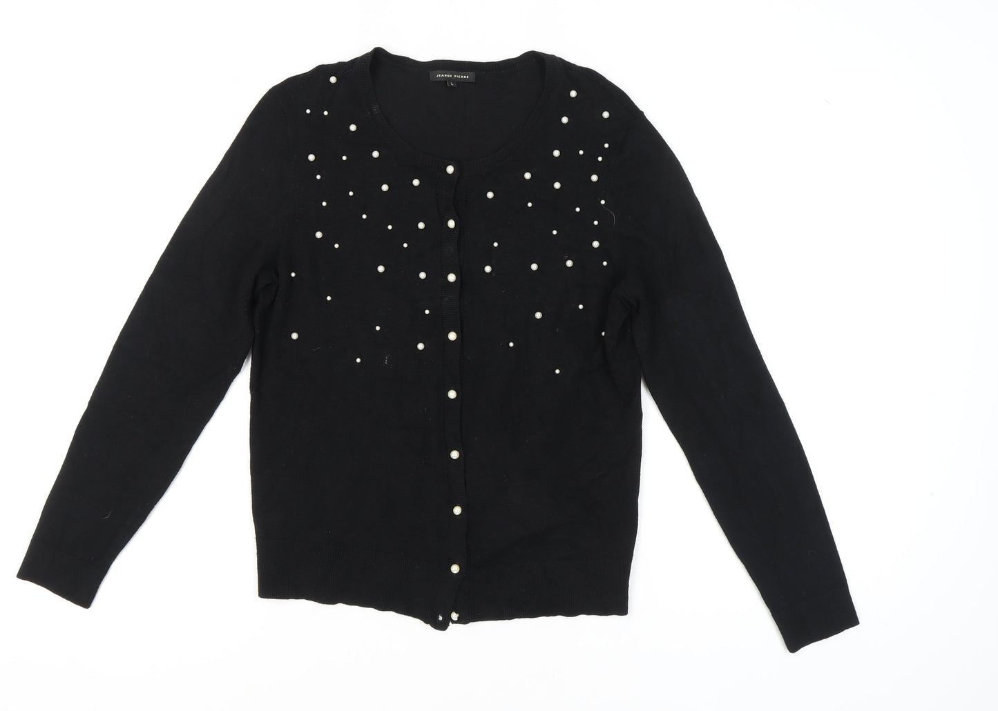 Jeanne Pierre Women's Black Beaded Cardigan L