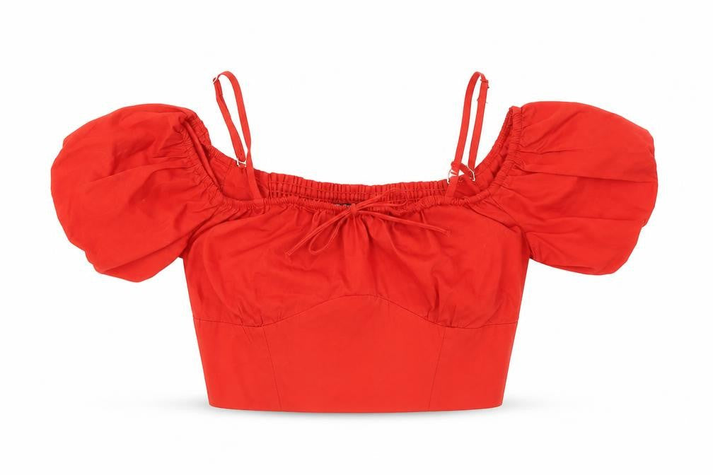 Zara Women’s Red Cropped Blouse XS Square Neck