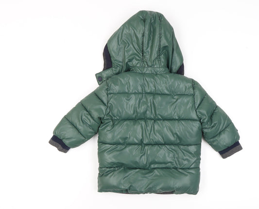 Mayoral Boys Green Puffer Jacket Age 2 Winter Warm Hooded