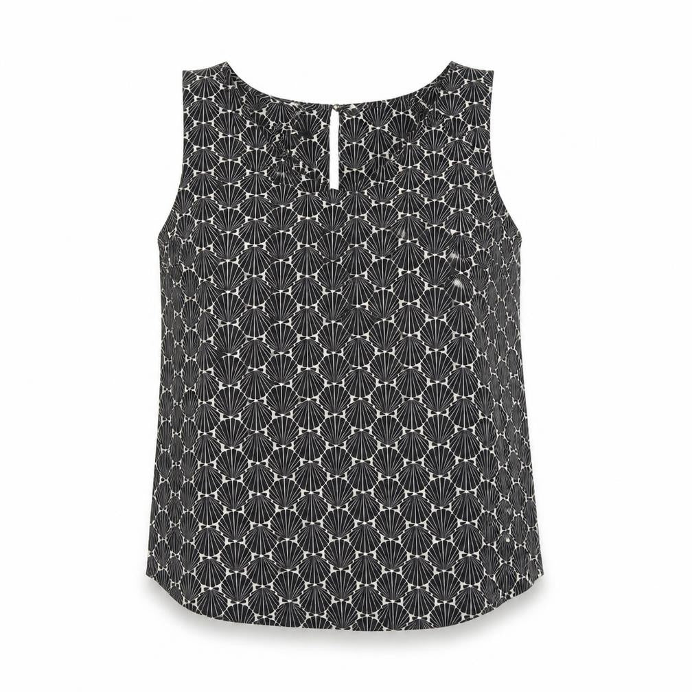 Oasis Women's Black Geometric Sleeveless Blouse Size 12