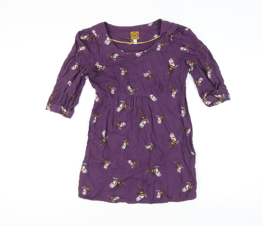 Joules Women's Purple Tunic XS Balloon Sleeve