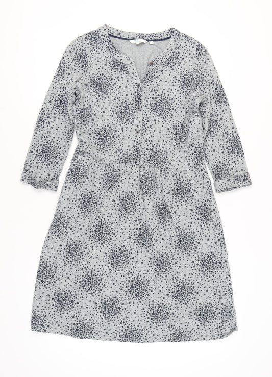 Boden Women's Grey Floral Long Sleeve Dress, Size 10