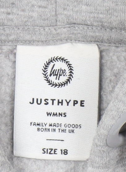 Hype Women's Grey Full Zip Hoodie Size 18