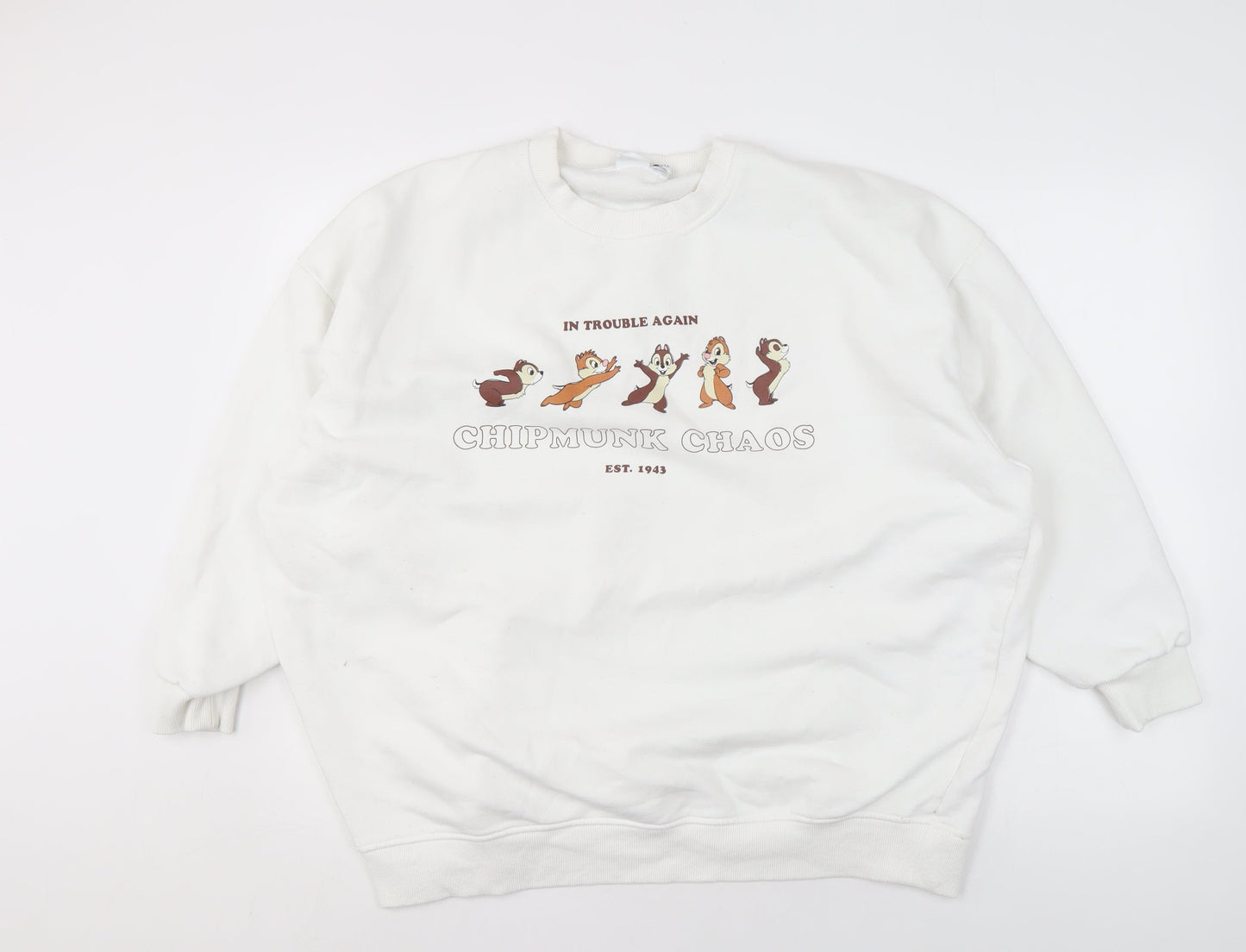 Disney Women's White Chip 'n' Dale Pullover Graphic Sweatshirt Size 18
