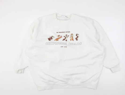 Disney Women's White Chip 'n' Dale Pullover Graphic Sweatshirt Size 18