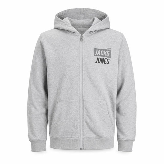 Mens UK L Regular JACK & JONES Grey Full Zip Hoodie