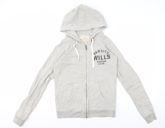 Jack Wills Women's Grey Full Zip Hoodie Size 8
