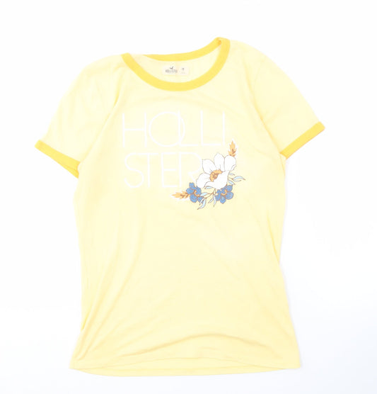 Hollister Women’s Yellow Ringer T-Shirt, M, Floral