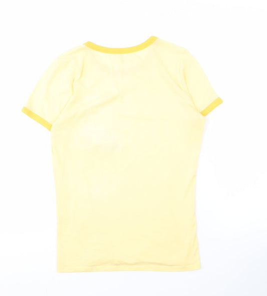 Hollister Women’s Yellow Ringer T-Shirt, M, Floral