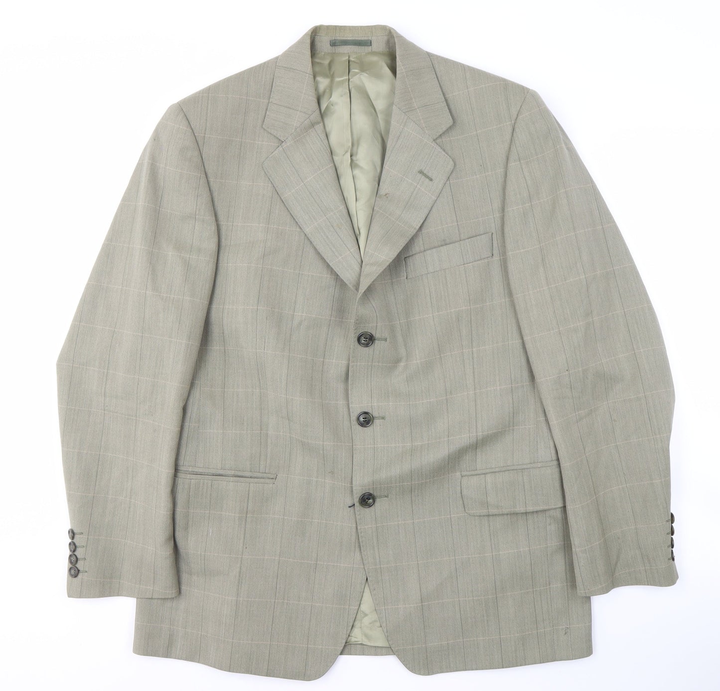 Magee Men's Grey Check Blazer, Size 40R Business Formal