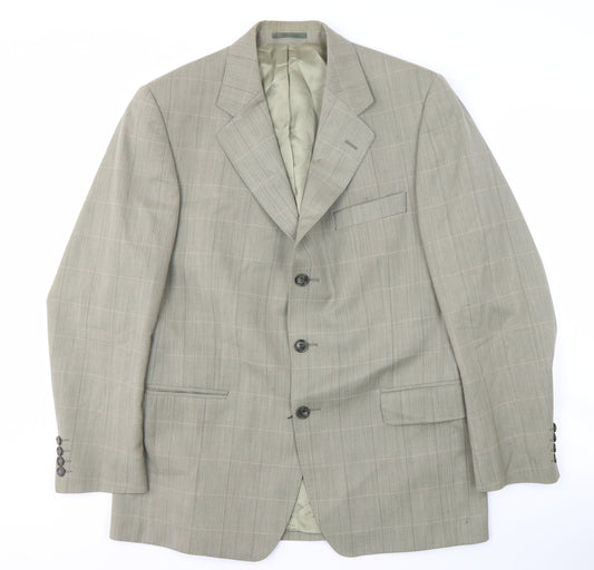 Magee Men's Grey Check Blazer, Size 40R Business Formal