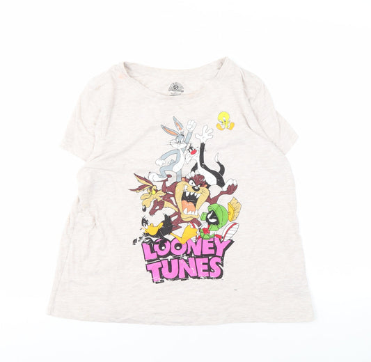 Looney Tunes Women Beige Cartoon T-Shirt, Size 18