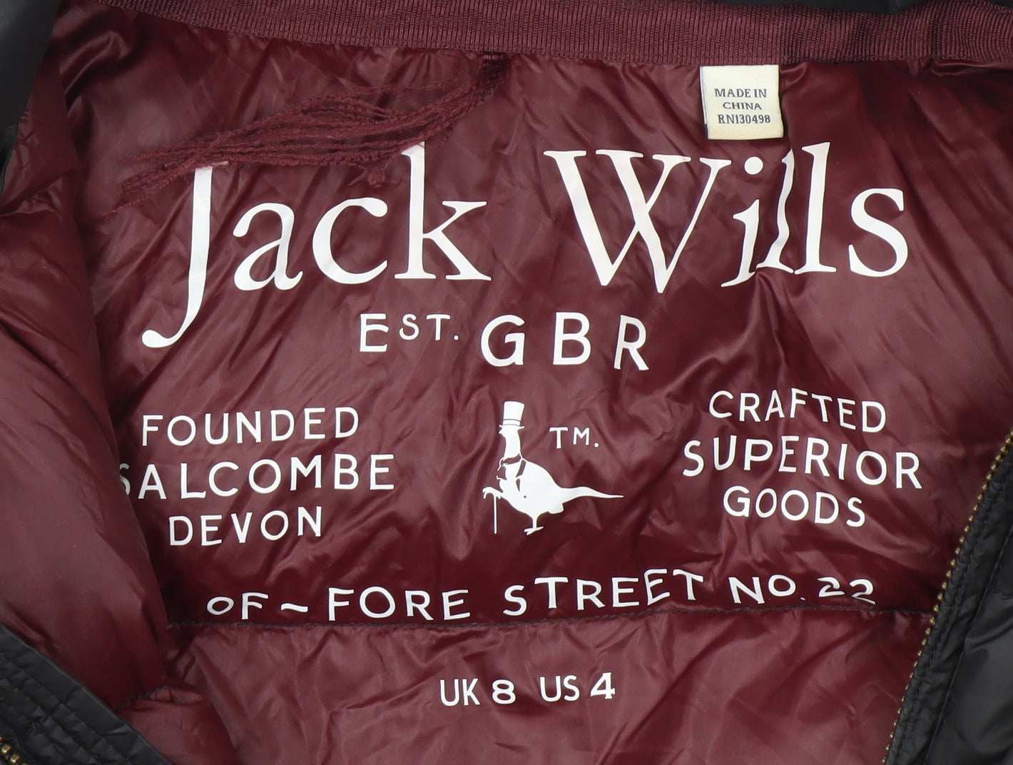 Jack Wills Women's Black Puffer Coat Size 8