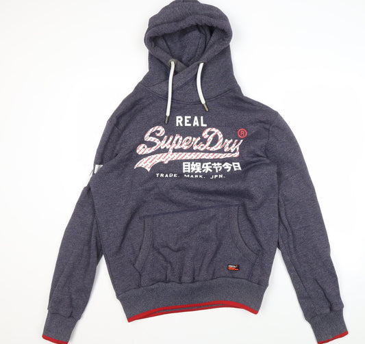 Superdry Men's Blue Pullover Hoodie M Vintage