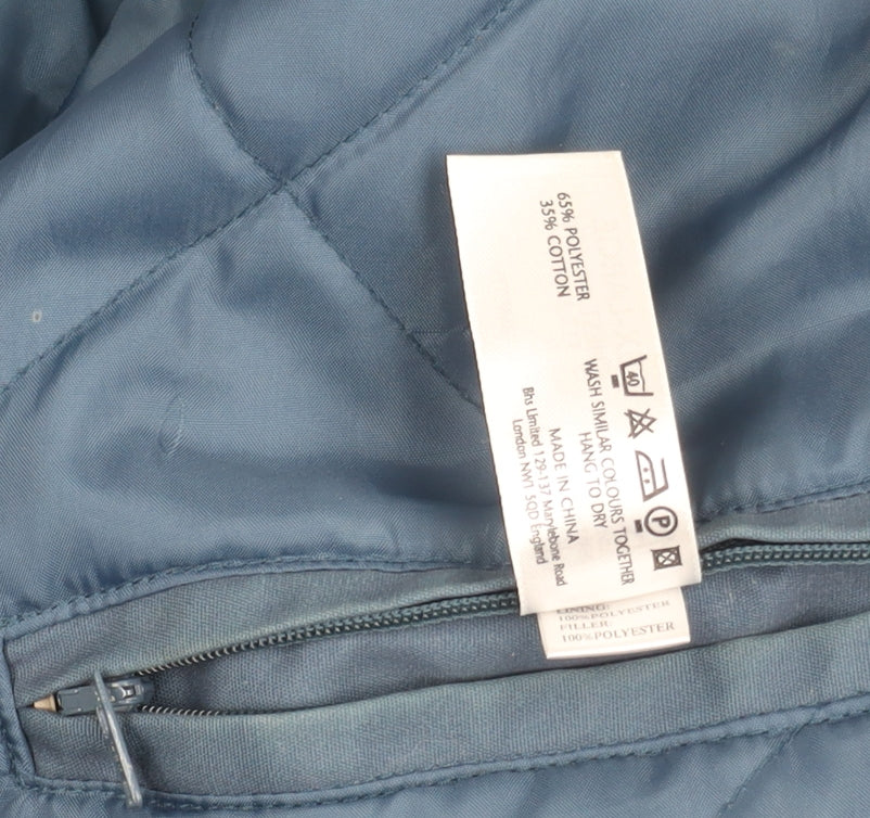BHS Men's Blue Parka Jacket XL Stand-Up Collar Casual 44"-46"