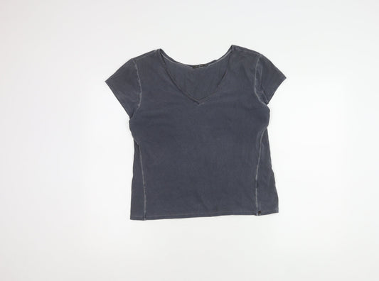 White Stuff Women's Grey V-Neck T-Shirt Size 16