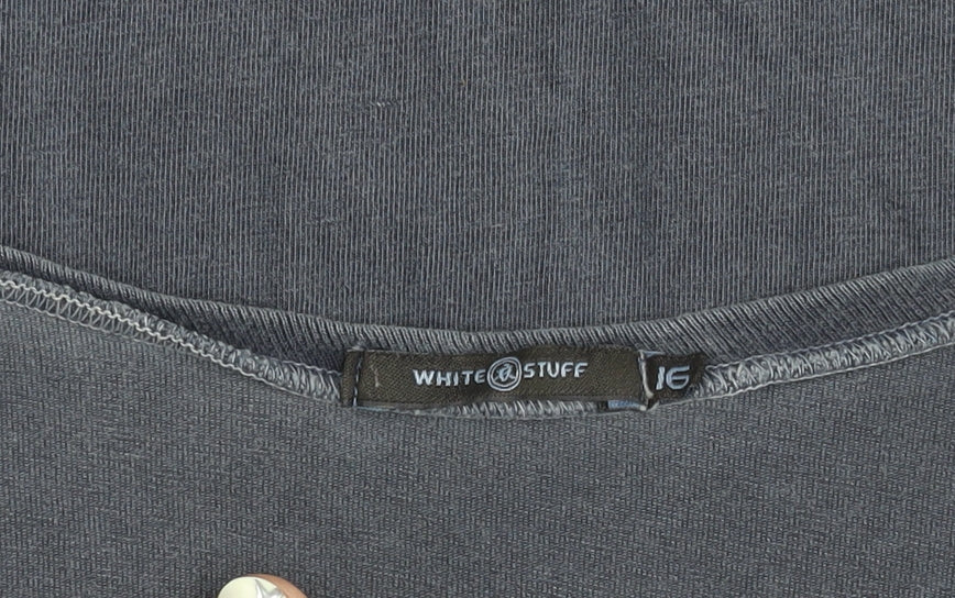White Stuff Women's Grey V-Neck T-Shirt Size 16