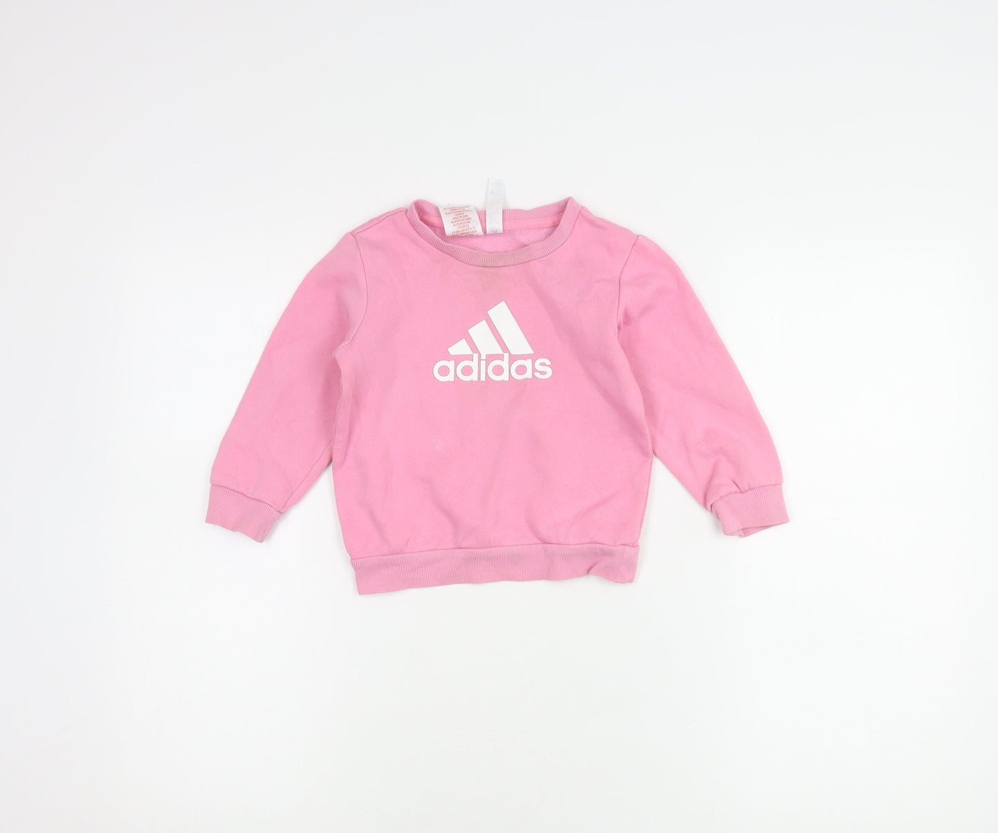 Adidas Girls Pink Jumper 2-3 Years, Logo Casual Knit
