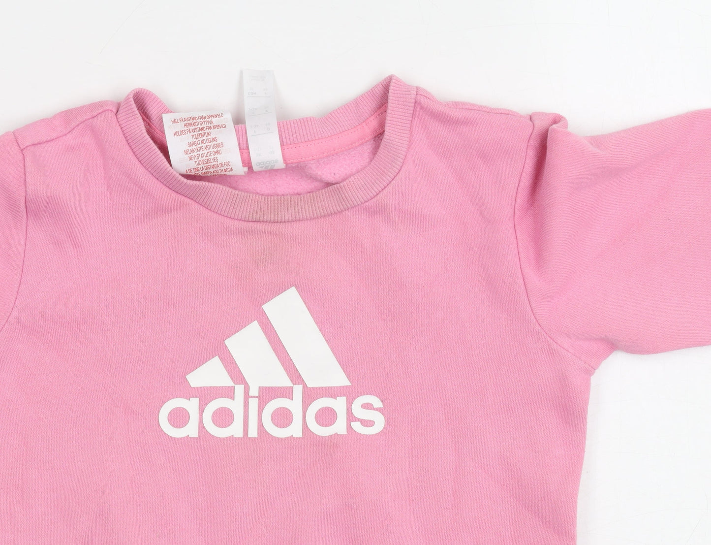 Adidas Girls Pink Jumper 2-3 Years, Logo Casual Knit