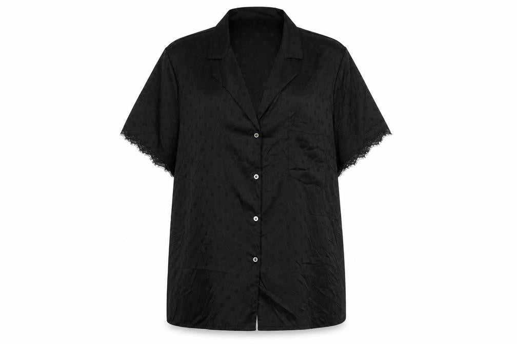 Lipsy Women’s Black Satin Polka Dot Nightshirt UK 22