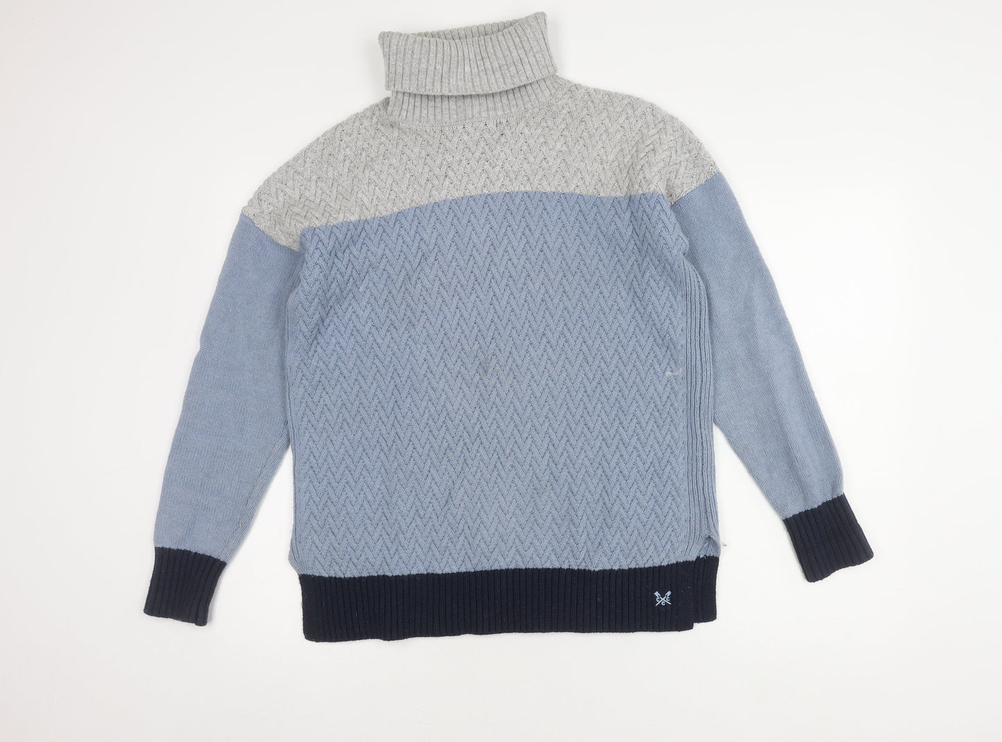 Crew Clothing Women's Blue/Grey Roll Neck Jumper Size 10